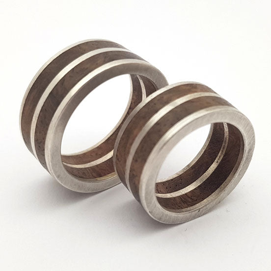 Silver ring with wood inlay by Sim