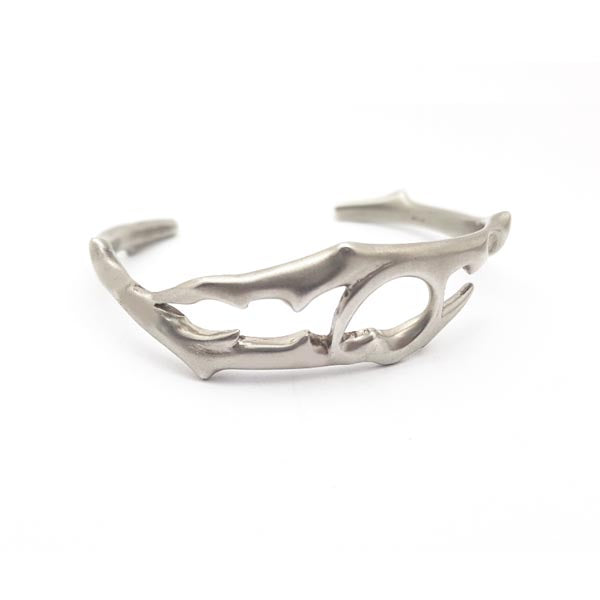 Thorn cuff bangle in solid silver