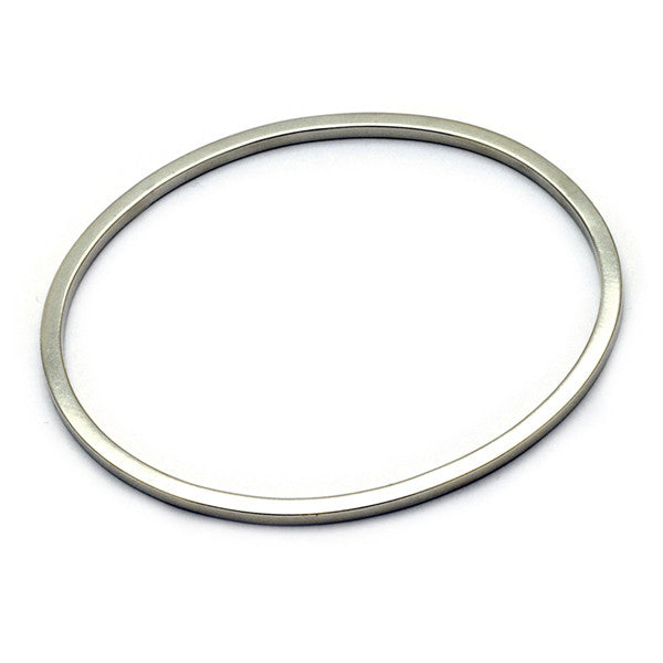 square profile oval shaped solid silver bangle