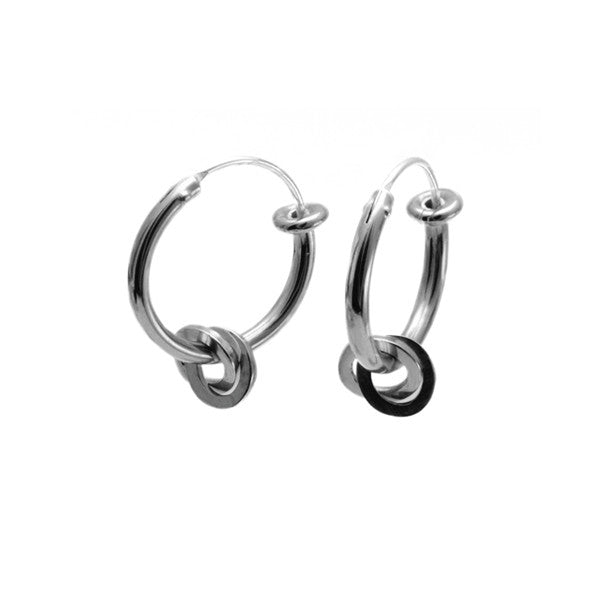 Small silver neat sleepers interlinked oval hoop earrings