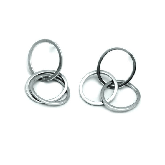 Sterling silver interlinked circles dangly stud earrings
