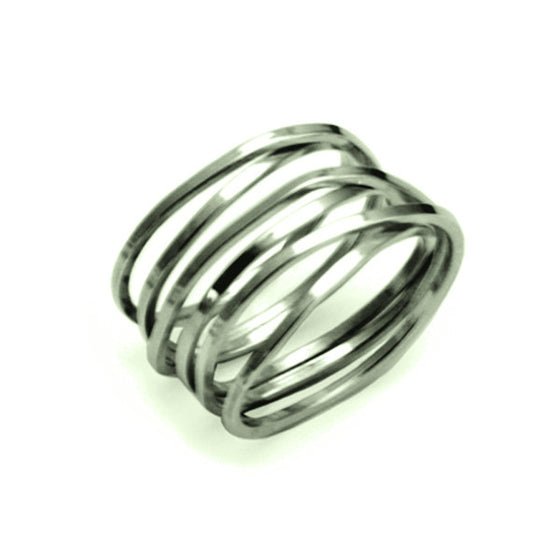 Wide 925 sterling silver sprung coil ring by Annika Rutlin 