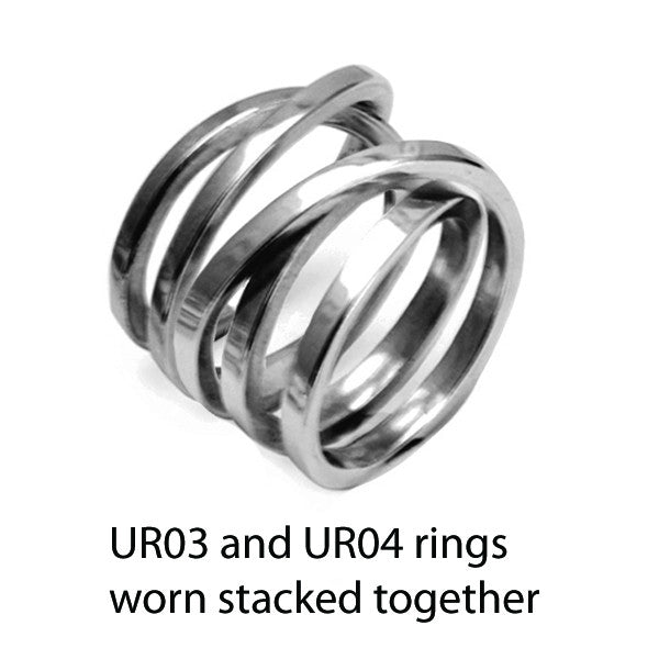 on trend spiral stacked 3D silver coil rings Annika Rutlin