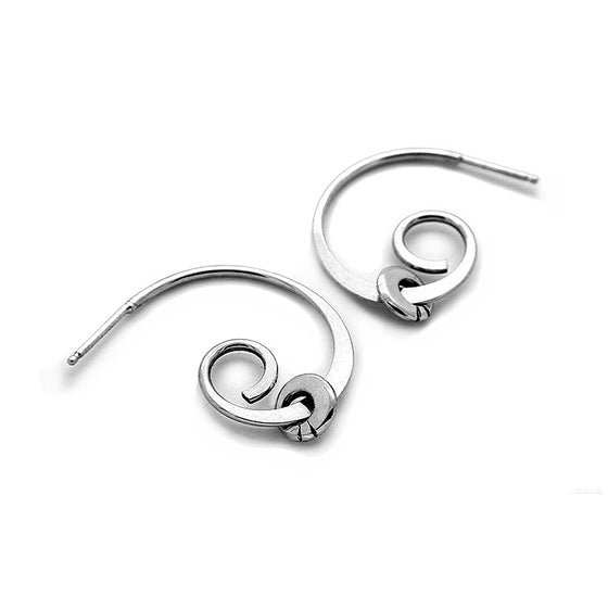 Solstice spiral silver hoop earrings Annika Rutlin
