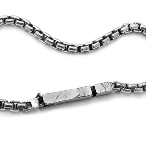 rugged textured catch solid silver mens designer chain bracelet