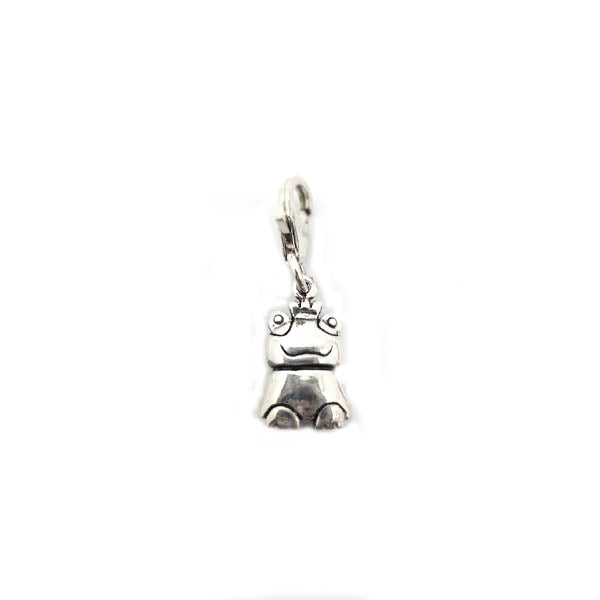 Cartoon Frog prince clip on charm in silver