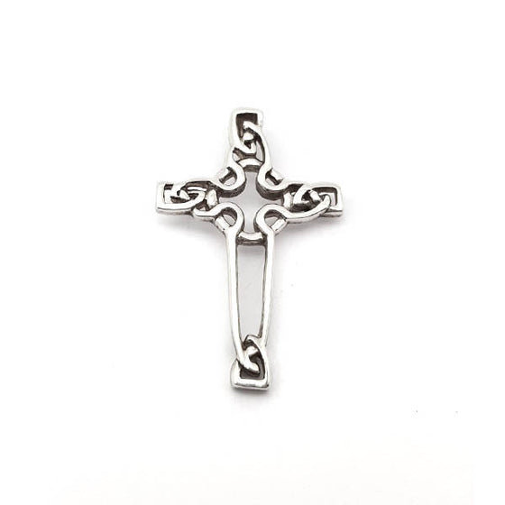 Ornate Celtic silver cross pendant