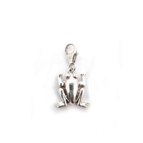 Frog clip on charm in silver