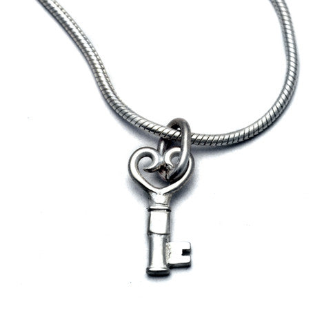 heart topped dainty silver key jewellery by Annika Rutlin