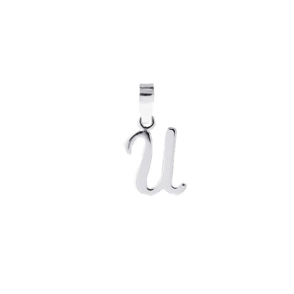 Letter U silver pendant for unusual names; Ursula or Unna