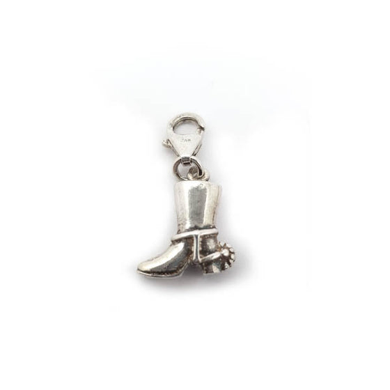 Cowboy boot clip on charm in silver