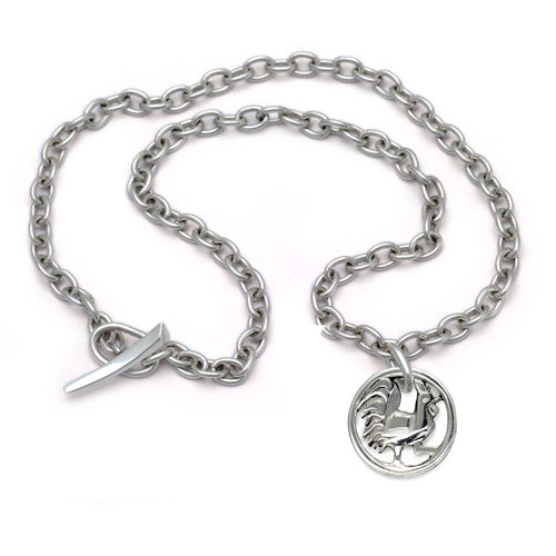 Year of the rooster silver talisman chinese zodiac chain & pendant
