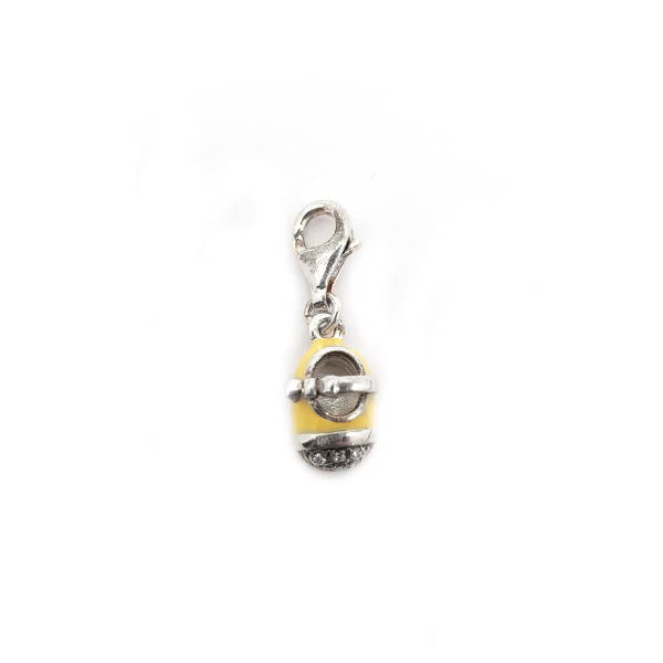 Yellow baby shoe clip on charm in silver